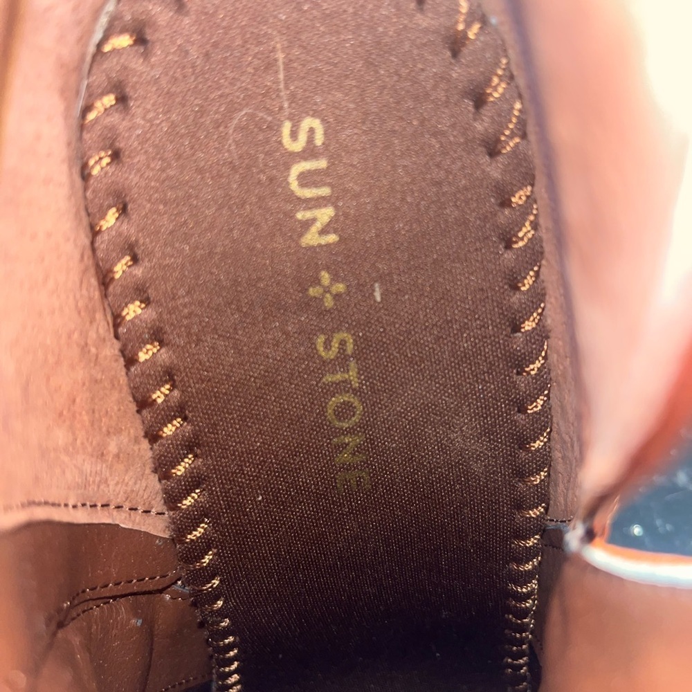 Sun + Stone Textured Brown Ankle Booties - Picture 3 of 3